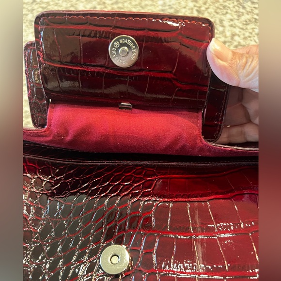 White House Black Market Burgundy Croc-Embossed Clutch - Picture 6 of 8